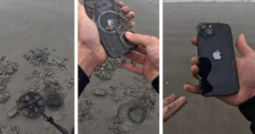 Jovem com detector de metais acha Iphone soterrado em praia de Balneário Camboriú e devolve à dona