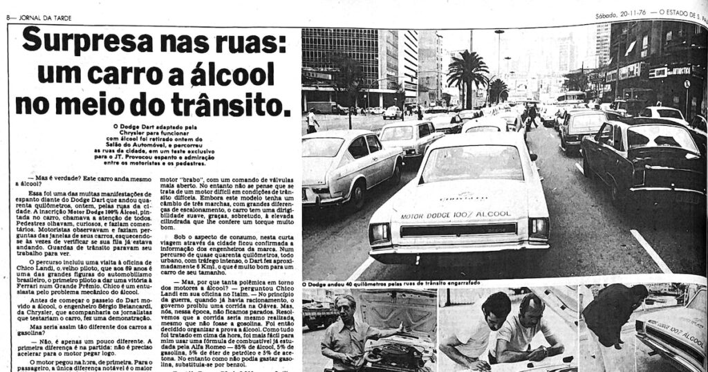 Surpresa nas ruas de São Paulo em 1976: um carro a álcool