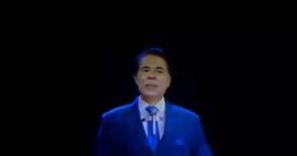 Silvio Santos feito por IA ‘discursa’ em inauguração do SBT News