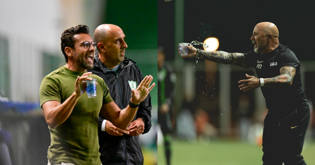 Sampaoli é chamado de ‘baixinho’ por Alberto Valentim e parte para cima do técnico rival; assista