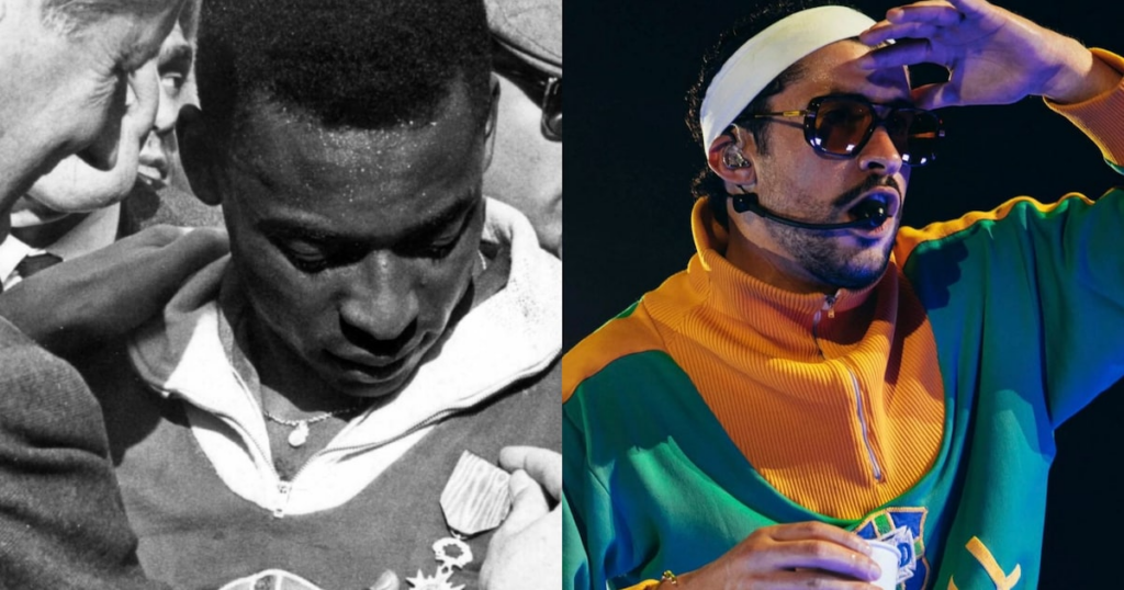 Como uma jaqueta usada por Pelé há 60 anos virou figurino de Bad Bunny em show no Brasil