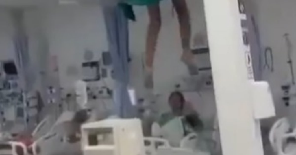 Vídeo: Paciente tenta fugir de hospital no Rio por tubulação e despenca do teto