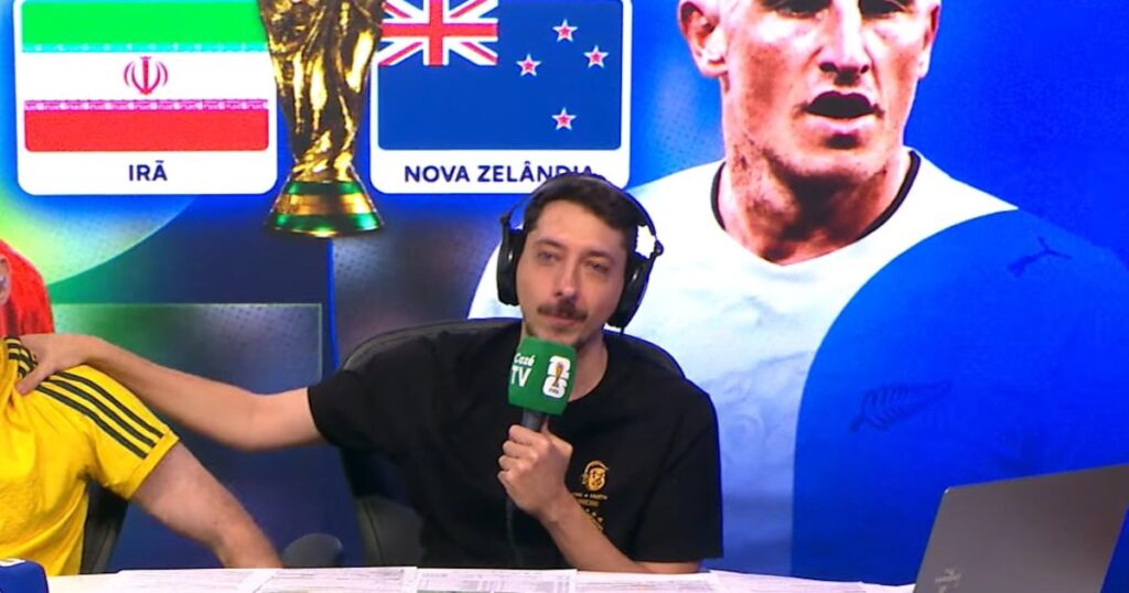 Narrador da CazéTV se emociona após 1ª transmissão em Copa: ‘Queria que meus avós estivessem vivos’