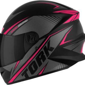 Pro Tork Capacete Moto R8 Fechado, Viseira Fumê, Preto/Rosa, Tam. 58