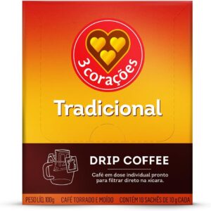 3 Corações Café Drip Coffee Tradicional - contém 10 unidades